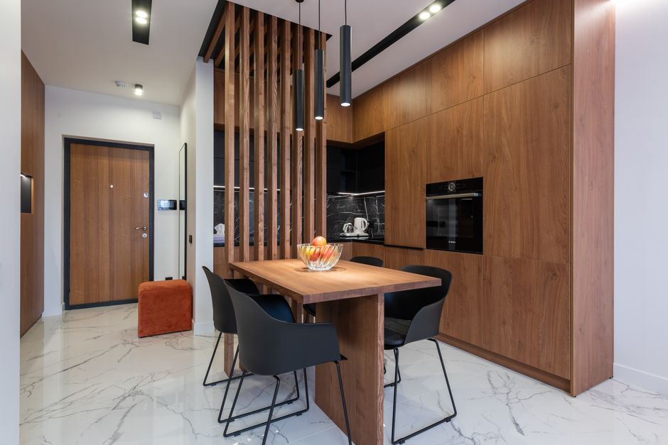 Wooden kitchen cabinet doors detail